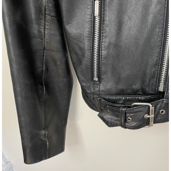 VTG 70s Excelled Black Leather Motorcycle Moto Biker Jacket Punk Rocker Women M - Picture 15 of 16